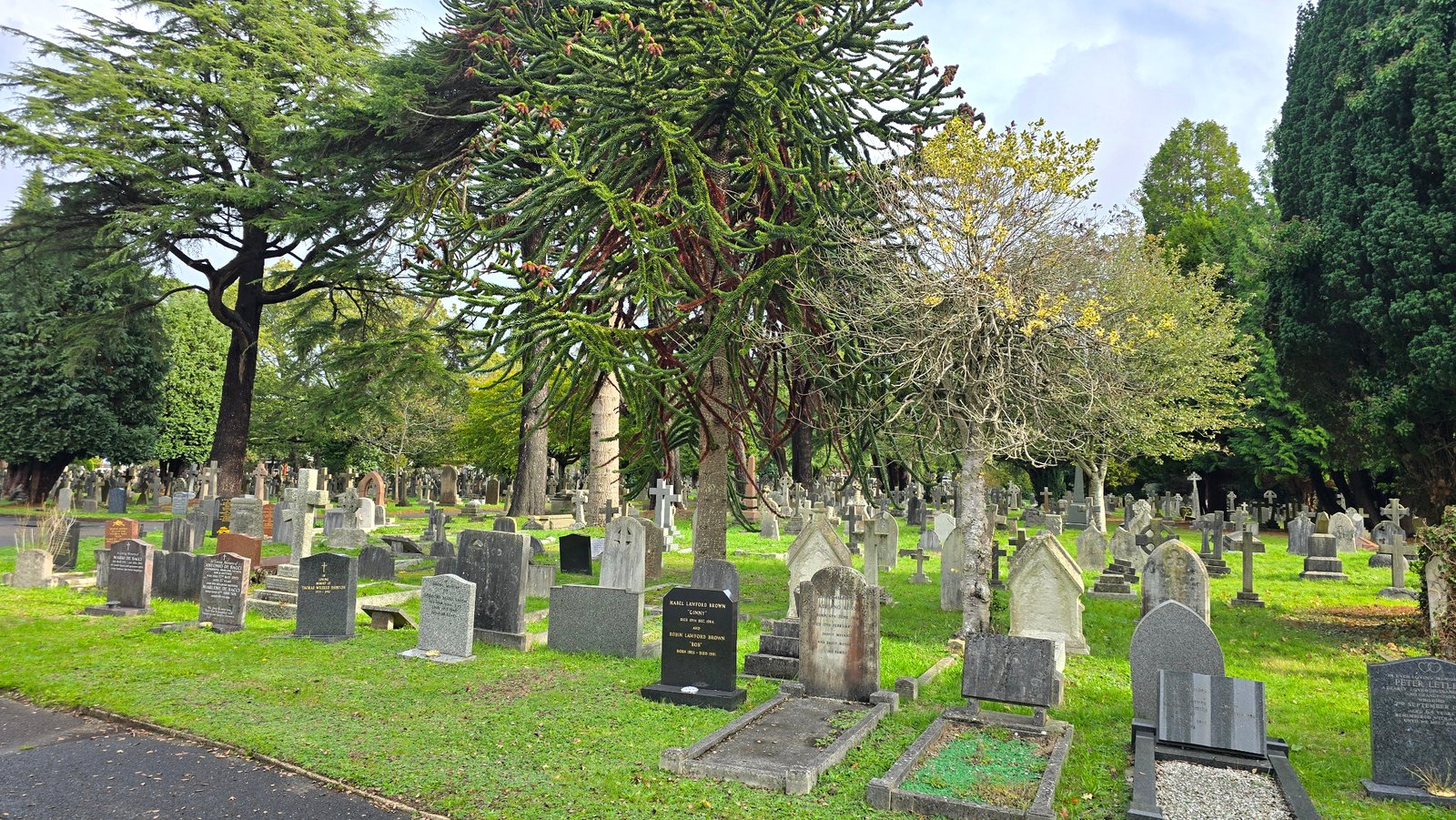 The historic chapel and spire within Wimborne Road Cemetery